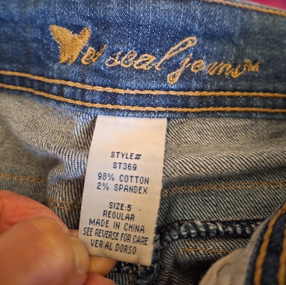 Wet-Seal Womens Juniors Jeans Size 5 Medium Wash Bootcut 28 x 31 low rise FLAP - Picture 3 of 3